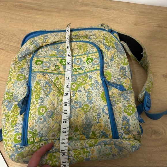 Vera Bradley Women’s Quilted Cotton Campus Blue Green Yellow Floral Backpack - Picture 10 of 10